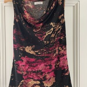 Calvin Klein Black and Pink Abstract Blouse